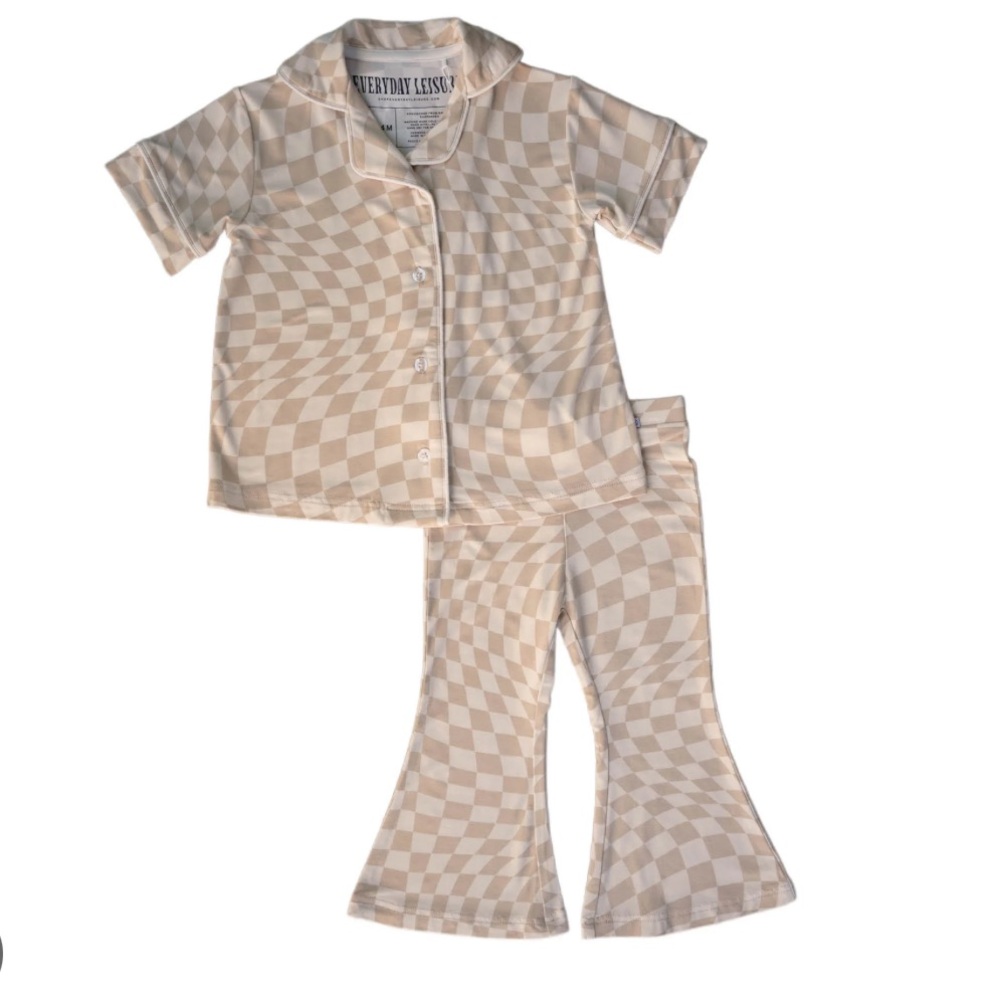 Everyday Leisure Wavy Checker Girl's Flare Set bamboo